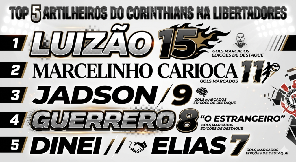 maiores artilheiros do Corinthians na Libertadores Luizão e Marcelinho Carioca