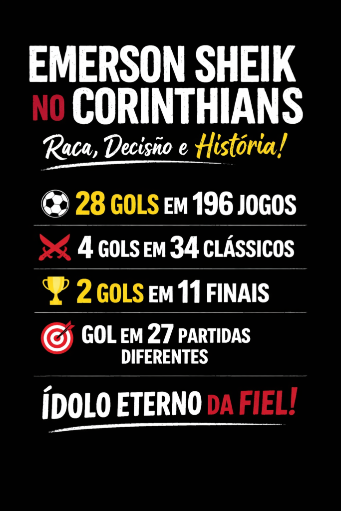 Emerson Sheik números no Corinthians com gols, jogos, clássicos e finais