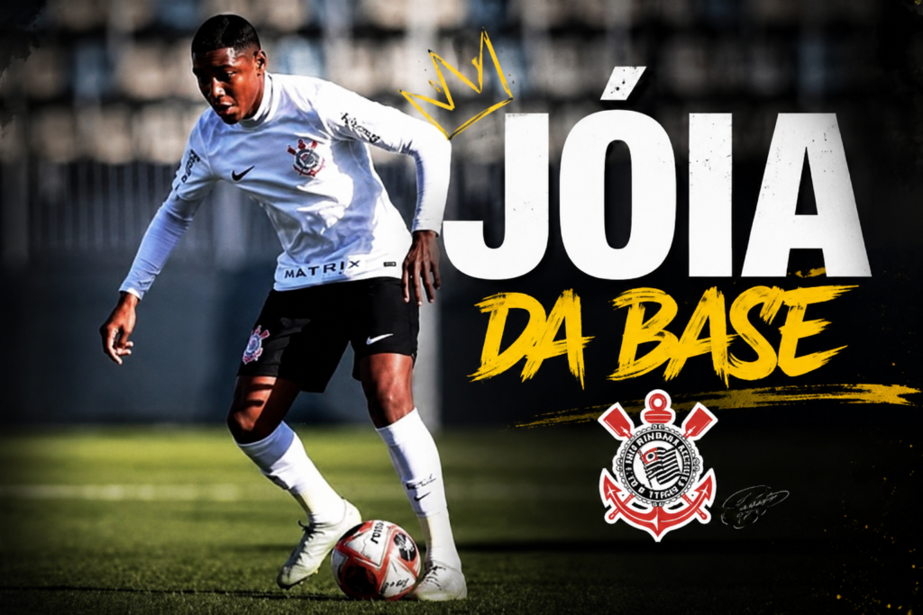 Igor Macedo, promessa da base do Corinthians, dominando a bola em treino no CT.