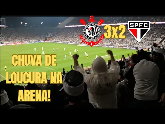 torcida comemorando a vitória do Corinthians contra o São Paulo
