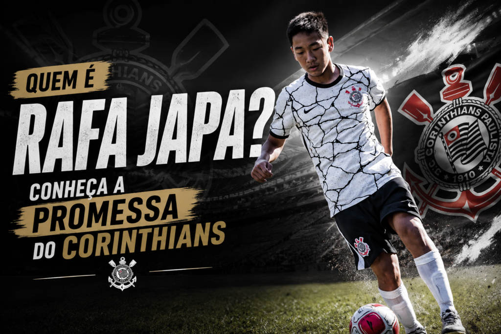 Rafa Japa, atacante do Corinthians com a camisa número 7, driblando a bola durante um jogo na base no Estádio Alfredo Schürig (Fazendinha).